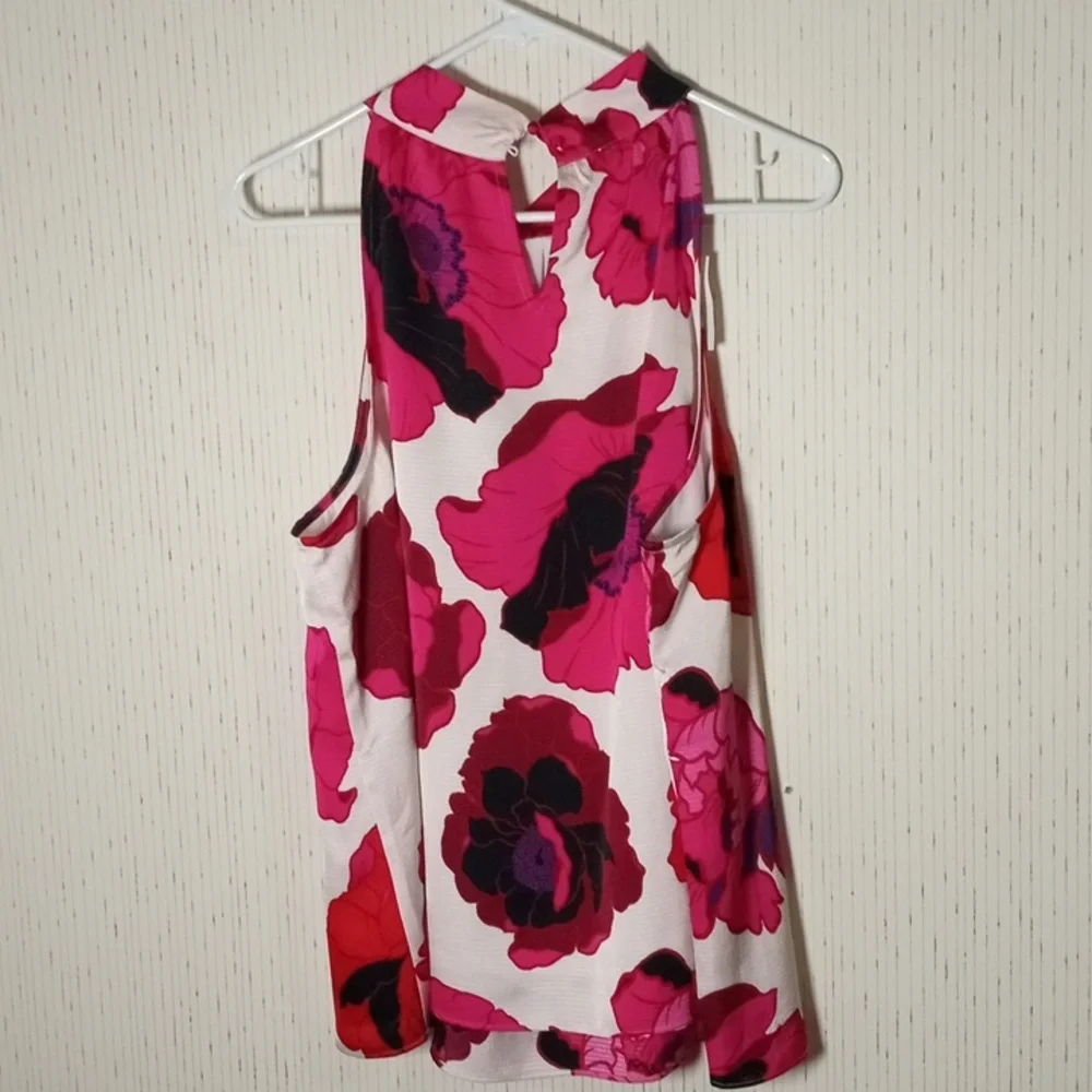 Talbots Pink and Red Floral Blouse Summer, Reunion, Vacation - Picture 3 of 8